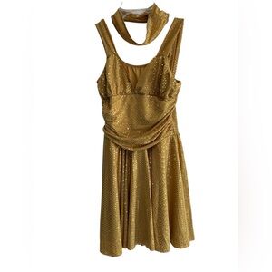 Costume Depot Elegant Gold Confetti Dot Dress & headband